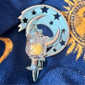 Vintage 90s Celestial Candle Holder PartyLite Moon Wall Sconce Whimsigoth Witchy